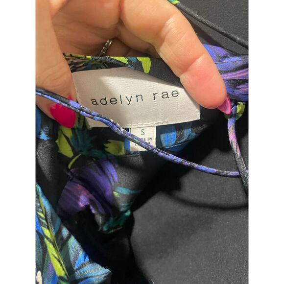 Adelyn Rae Erin lattice floral print lace up back maxi dress black blue small - Picture 10 of 12